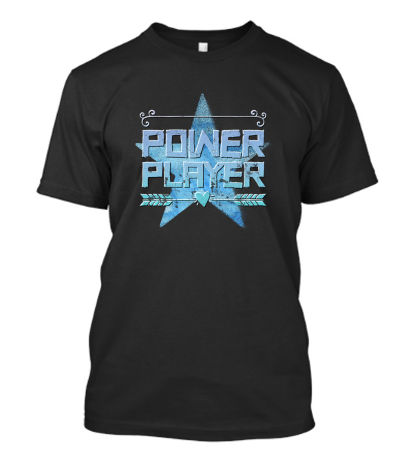 Power Player Star Heart Arrows Blue Text T-Shirt