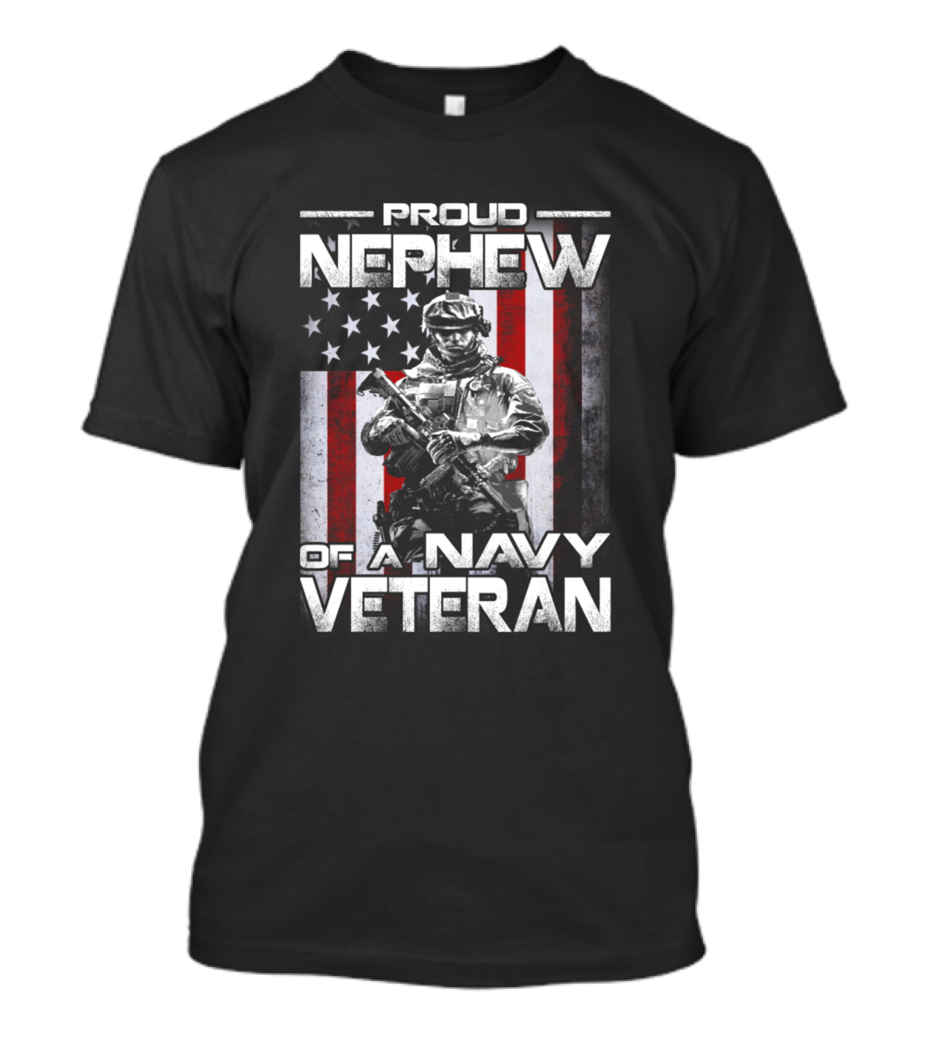 Proud Nephew Of A Navy Veteran American Flag Soldier T-Shirt