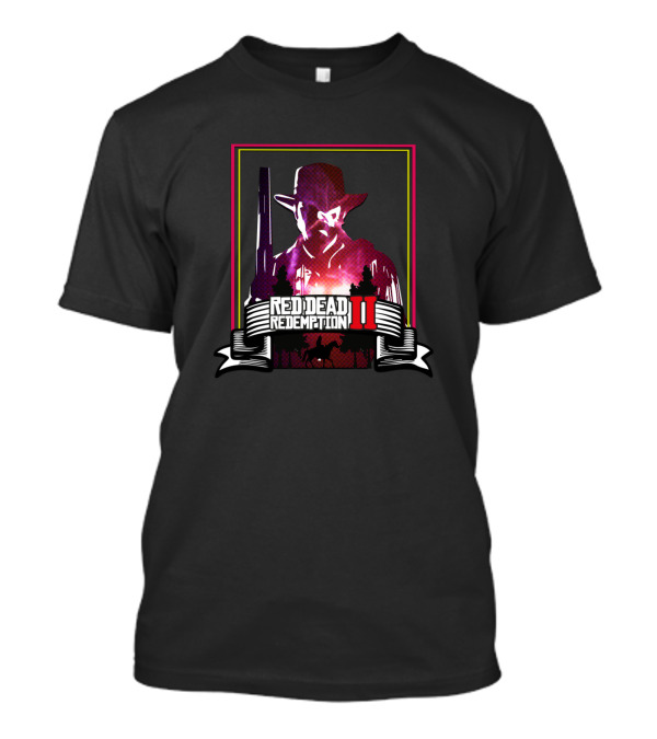 Red Dead Redemption II Cowboy Silhouette With Rifle And Horseback Scene T-Shirt