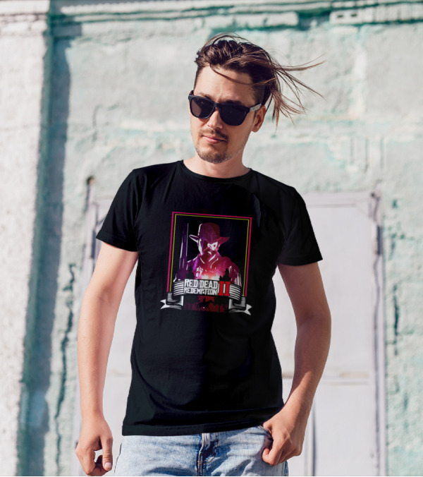 Red Dead Redemption II Cowboy Silhouette With Rifle And Horseback Scene T-Shirt