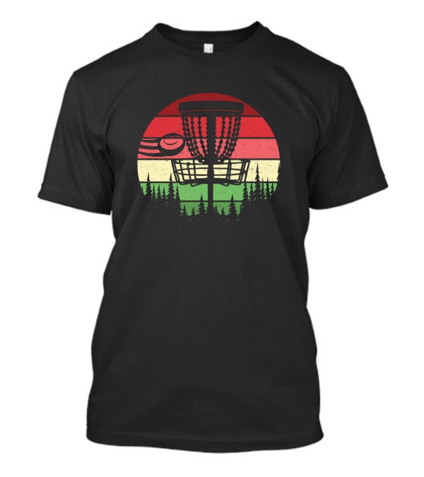 Retro Frisbee Vintage Disc Golf Ultimate Frisbee Forest Sunset T-Shirt