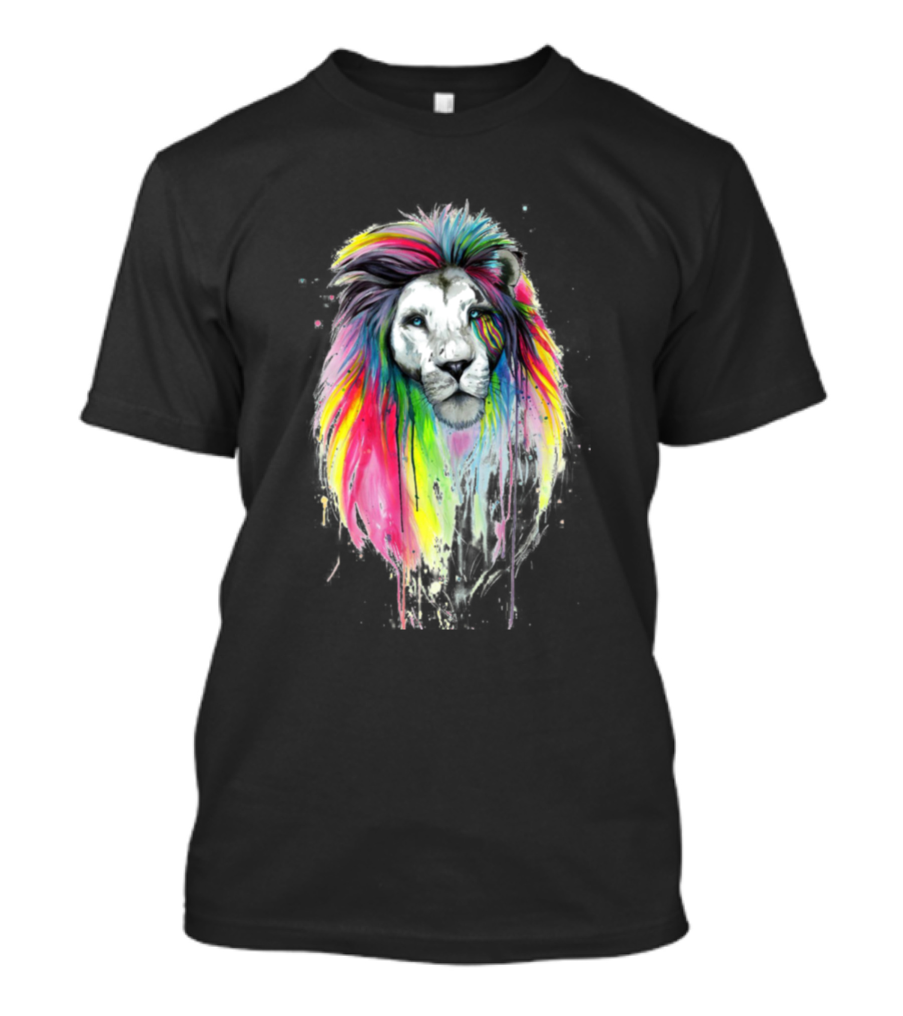 Sad Lion With Vibrant Dripping Rainbow Mane T-Shirt