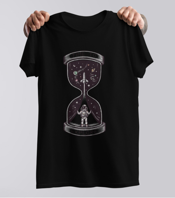 Astronaut Adventure Through Cosmic Hourglass Time To Explore Space Science Fiction T-Shirt