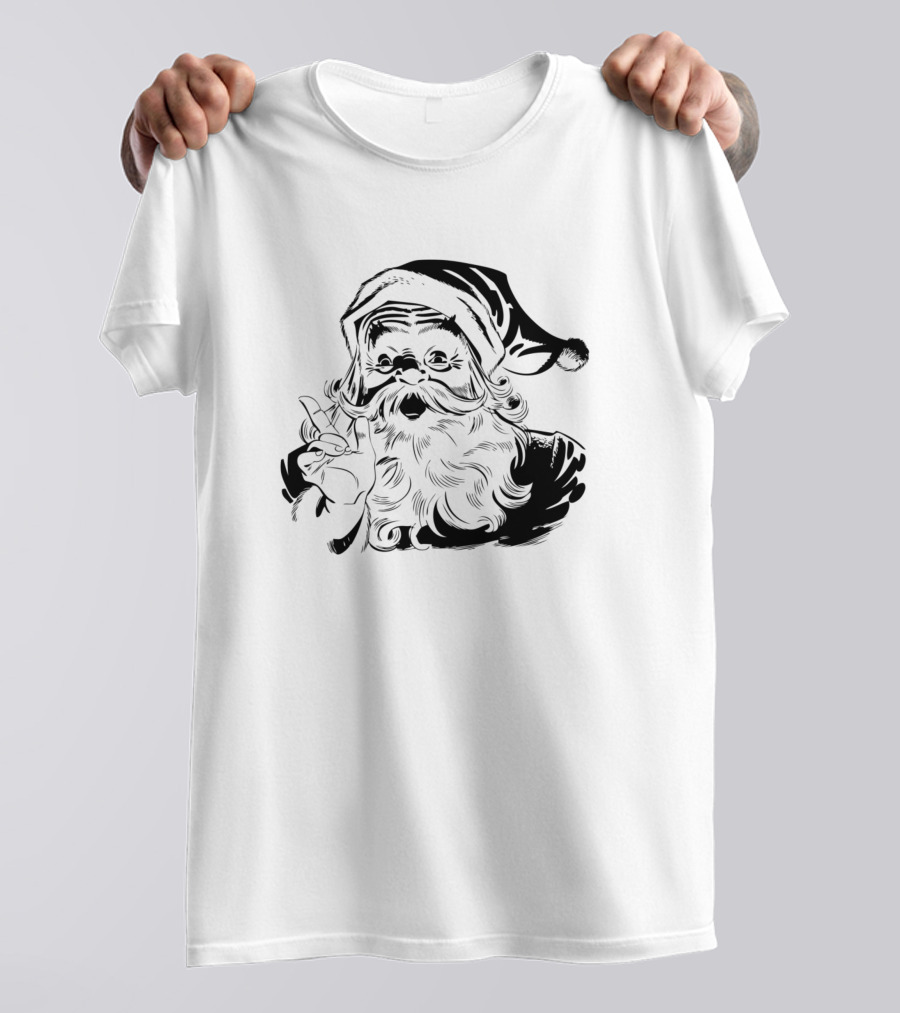Secret Santa Festive Santa Claus Silhouette Holiday Black T-Shirt