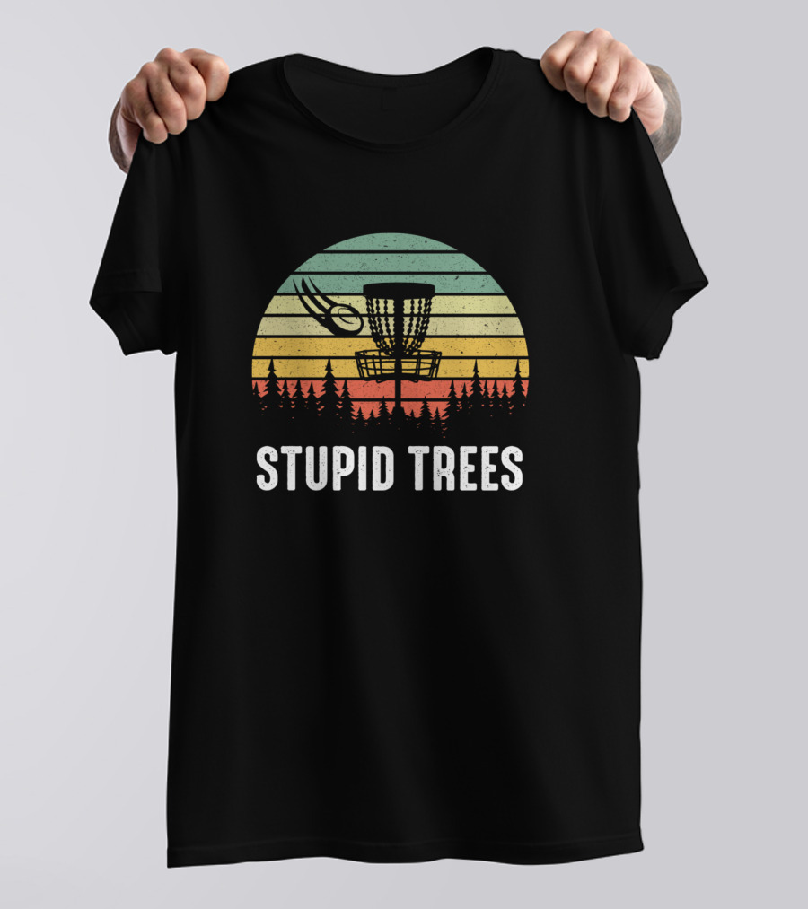Stupid Trees Vintage Ultimate Frisbee Disc Golf Forest Sunset T-Shirt
