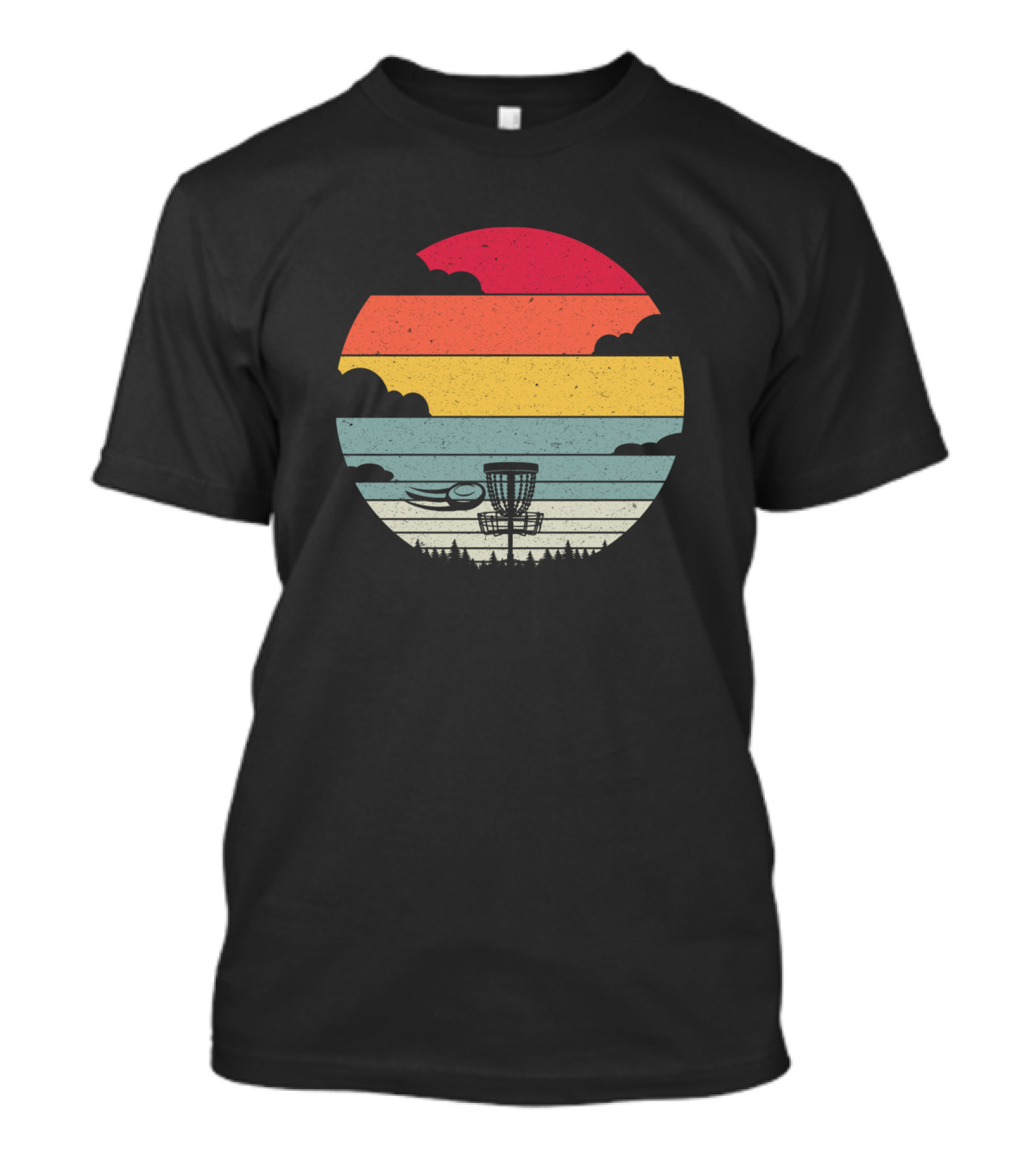 Sunset Frisbee Vintage Disc Golf Retro Striped T-Shirt