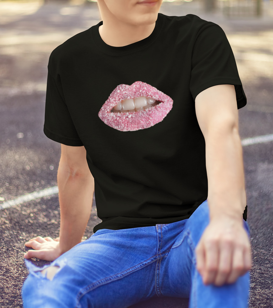 Sweet Sugary Lips With Pink Crystal Candy Texture T-Shirt