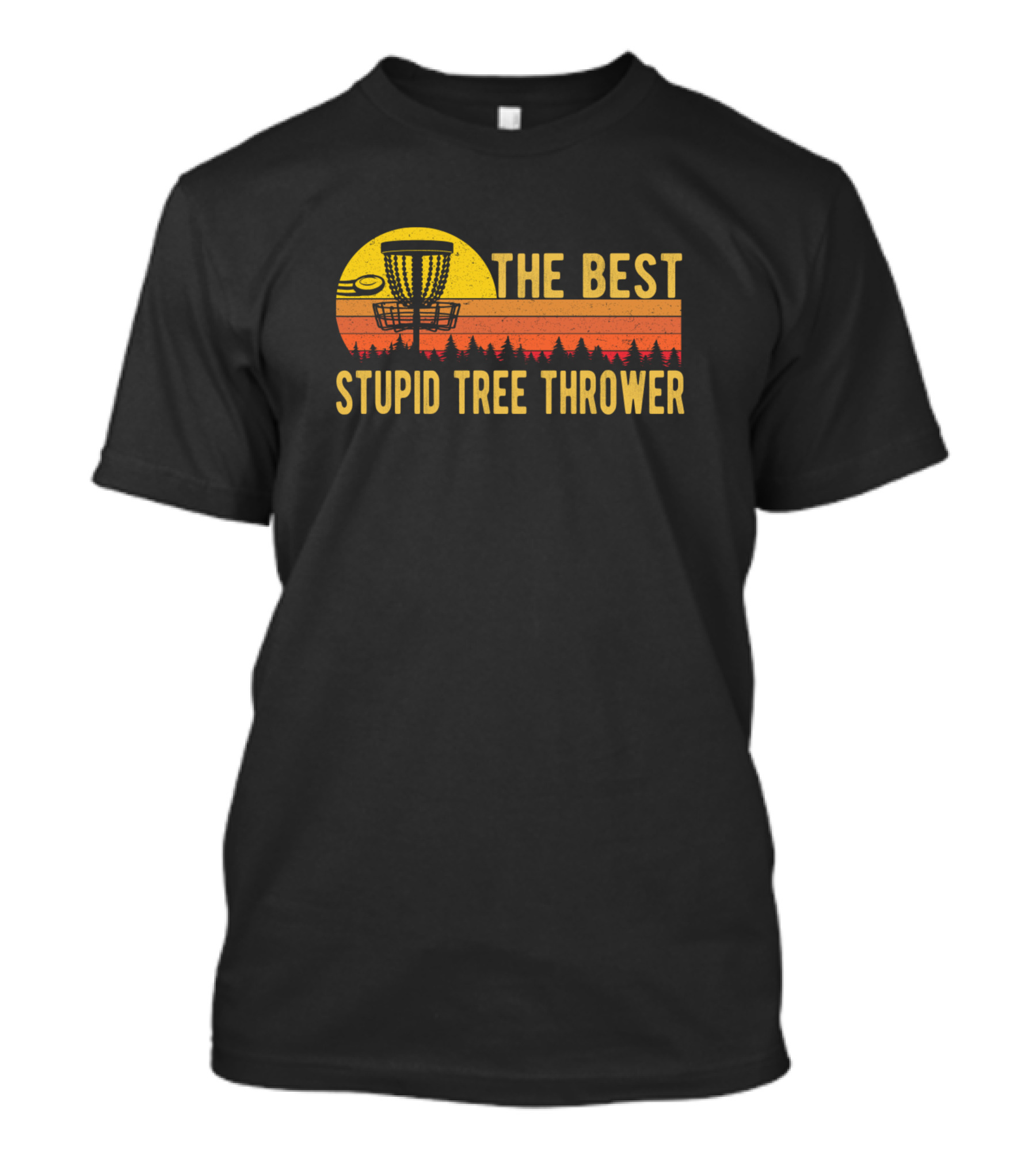 The Best Stupid Tree Thrower Vintage Disc Golf Fun Retro Sunset T-Shirt