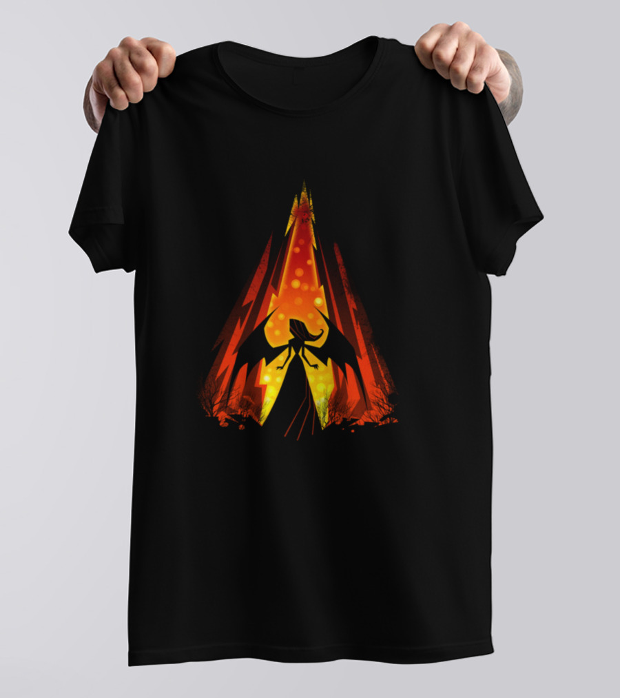 The Hell Demons Silhouette With Fiery Background T-Shirt