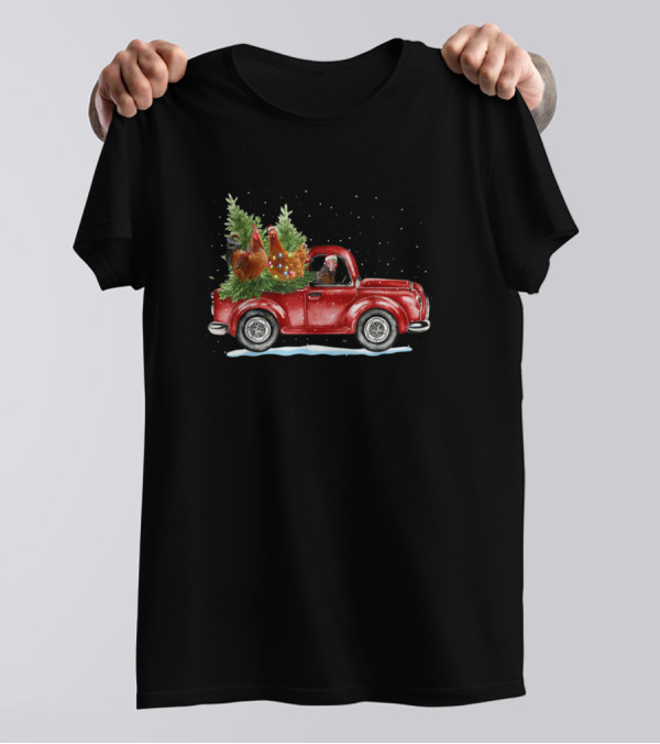 This Is Christmas Chicken Farm Vintage Red Truck T-Shirt