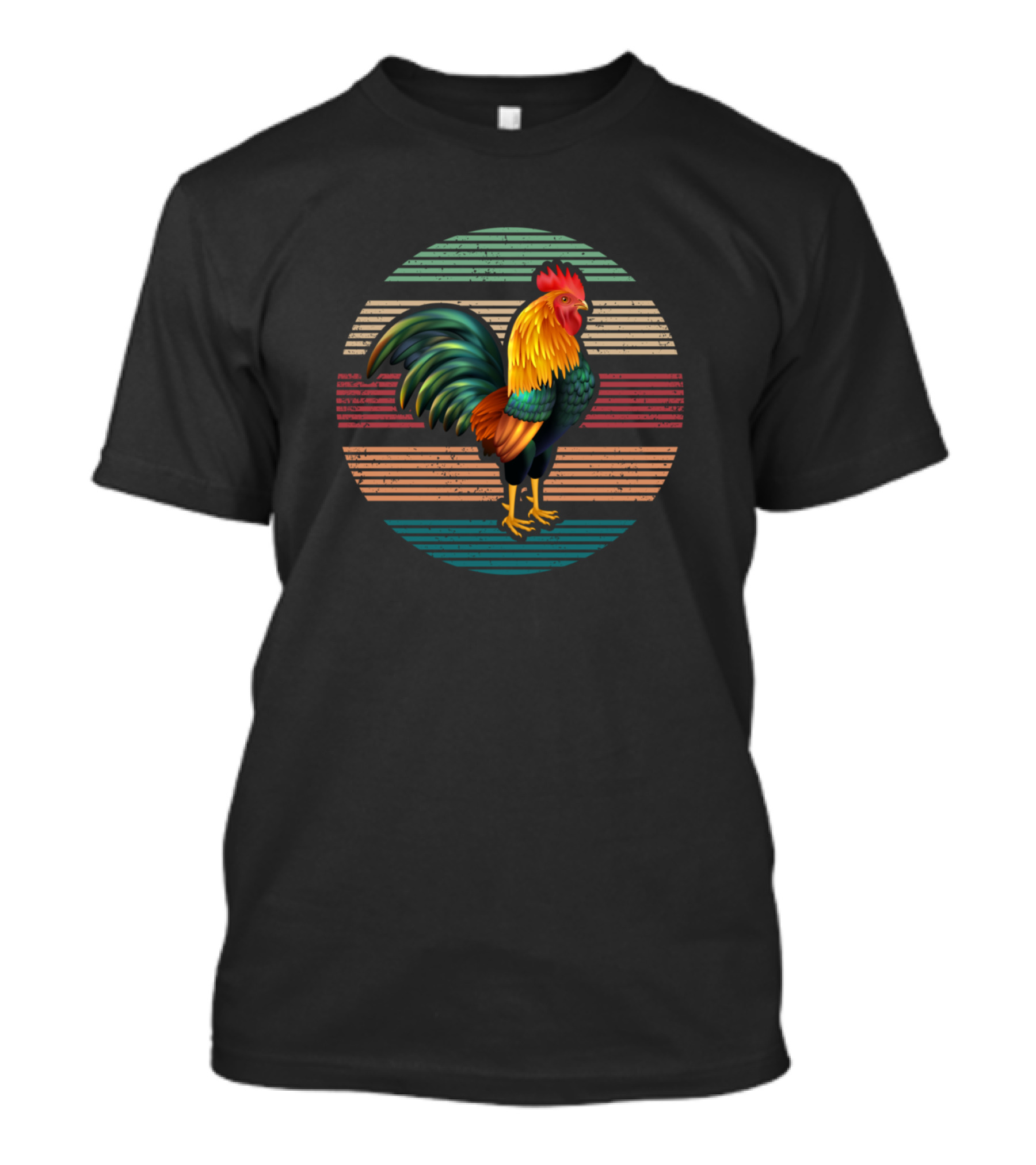 Chicken Mom Vintage Retro Poultry Rooster Rainbow Stripes T-Shirt