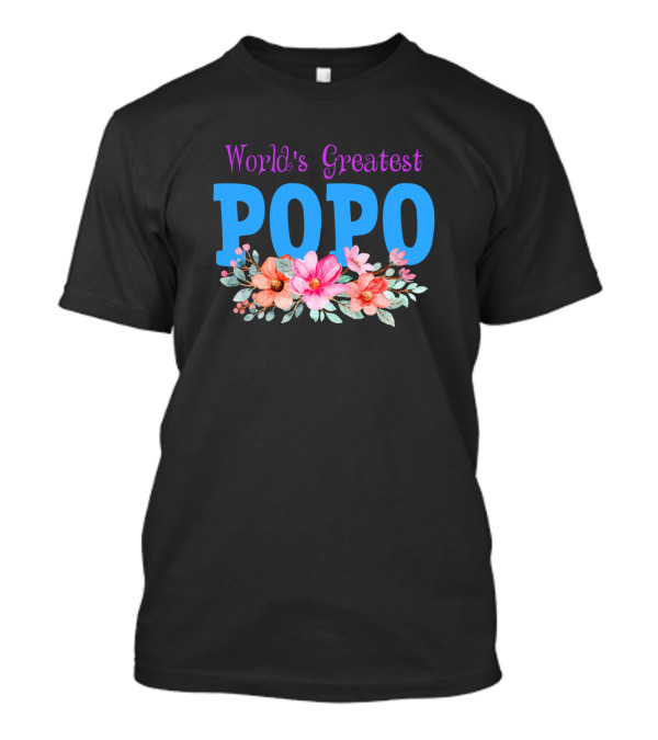 World's Greatest Popo Chinese Grandma Floral T-Shirt