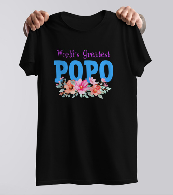 World's Greatest Popo Chinese Grandma Floral T-Shirt