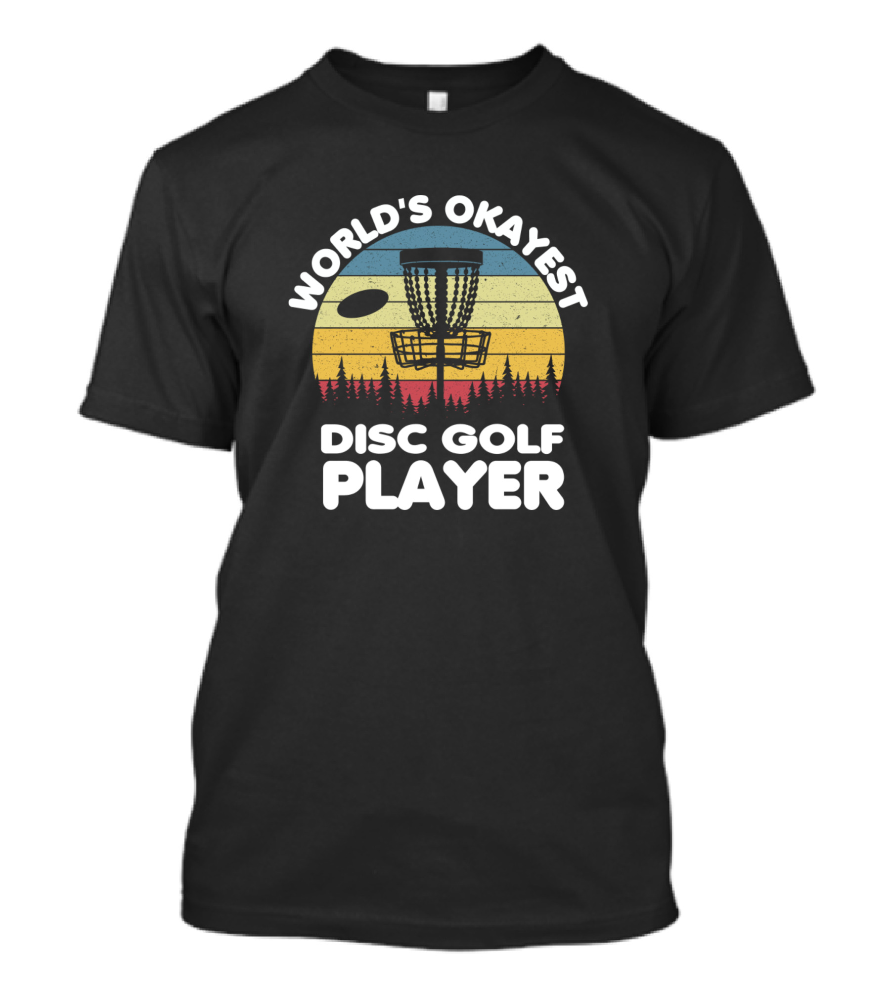 World's Okayest Disc Golf Player Vintage Sunset Forest T-Shirt