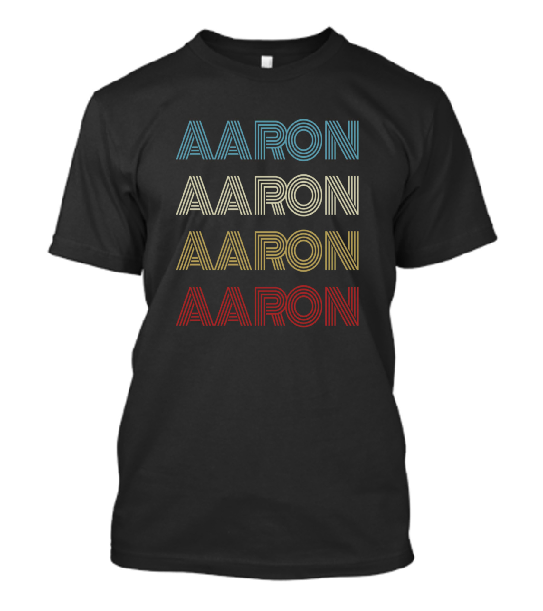 Aaron First Given Name Vintage Multi-Color Stripes T-Shirt