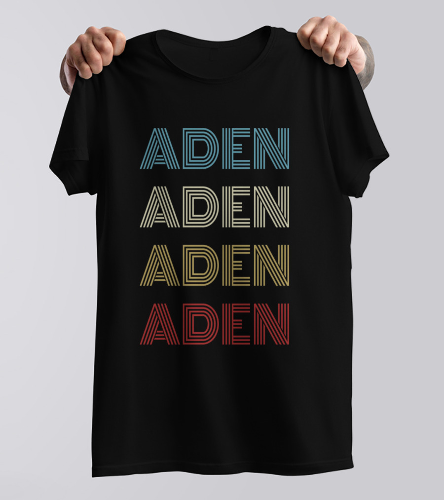 Aden First Given Name Pride Vintage Retro Stripes T-Shirt