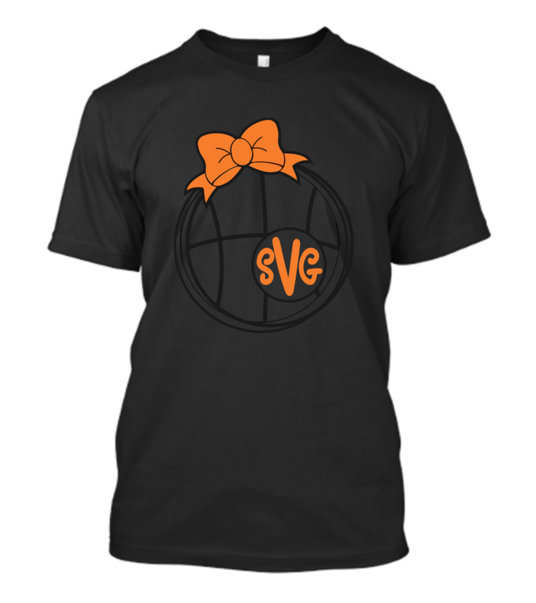 SVG Basketball Monogram With Orange Bow T-Shirt