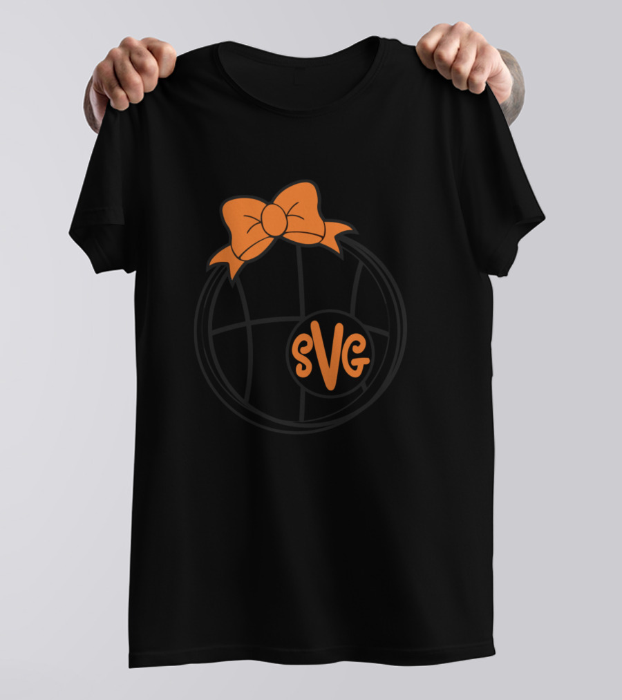 SVG Basketball Monogram With Orange Bow T-Shirt