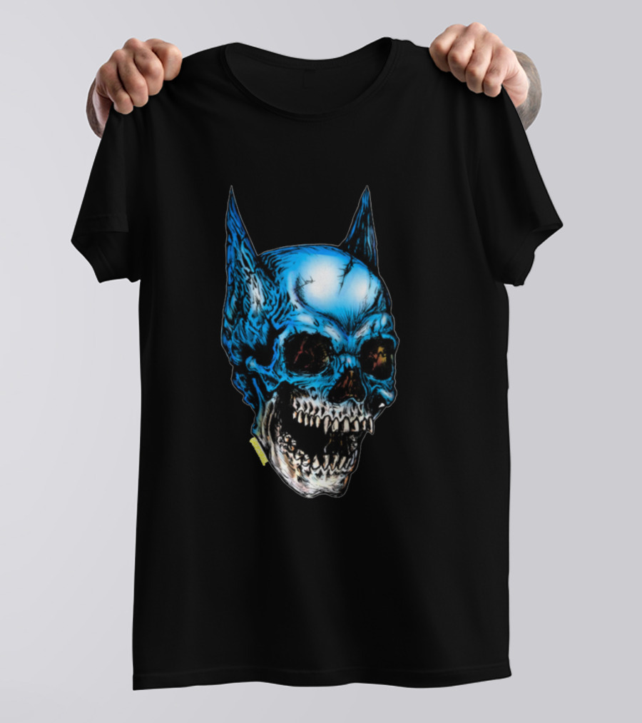 Bat Skull Blue Horror T-Shirt