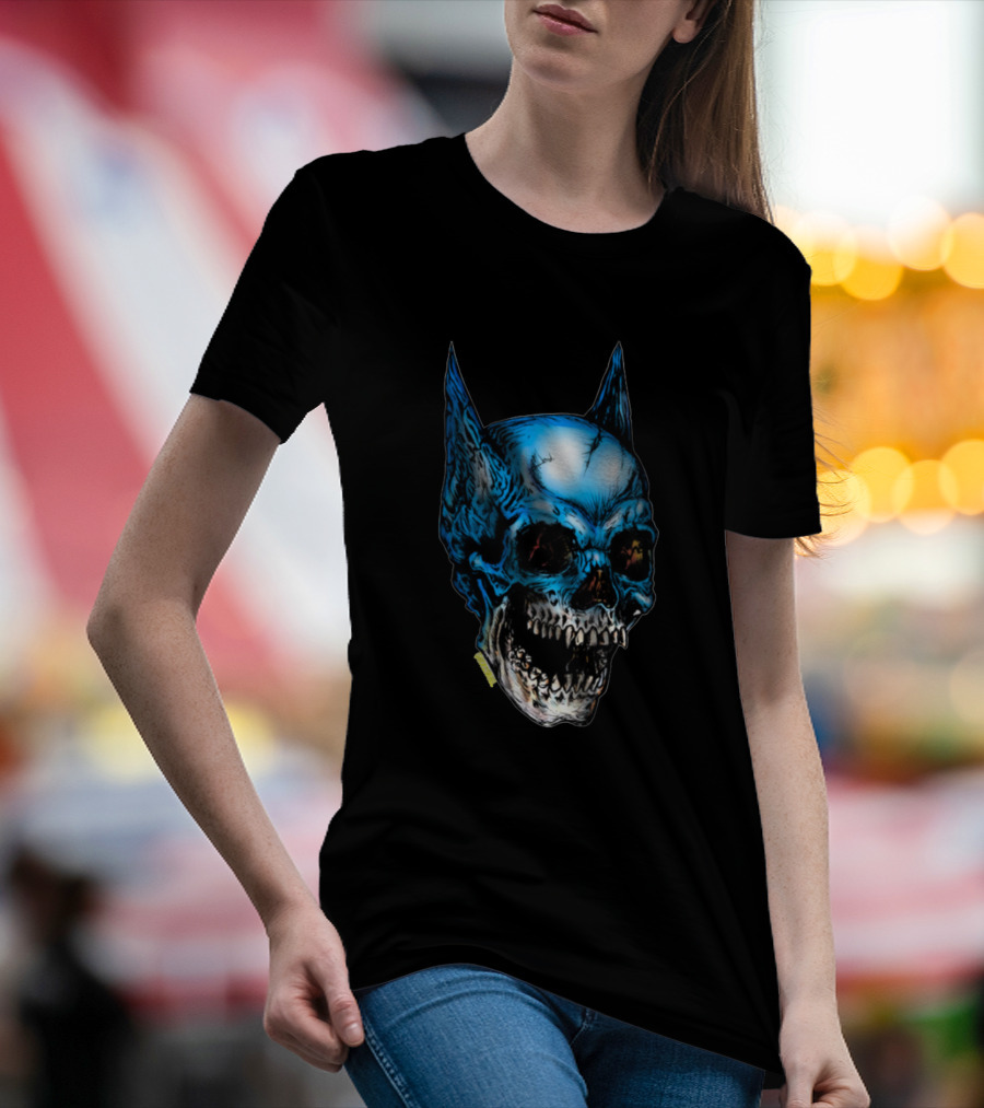 Bat Skull Blue Horror T-Shirt