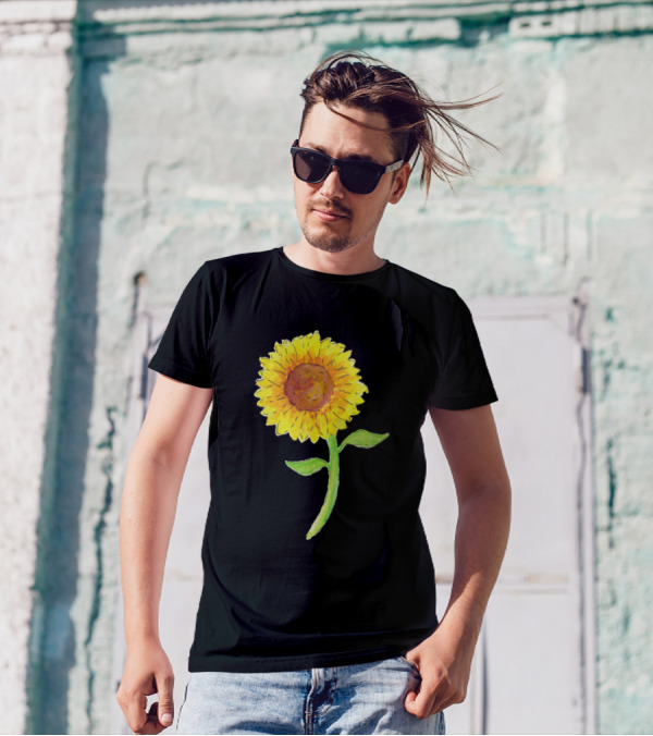 Sunflower Hope Faith Love Green Yellow Flower T-Shirt