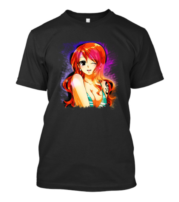 Beauty Anime Winking Red-Haired Girl With Tattoo T-Shirt