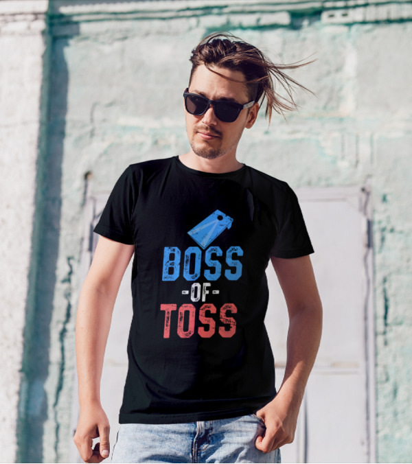 BOSS OF TOSS Cornhole Champion American Flag Colors T-Shirt