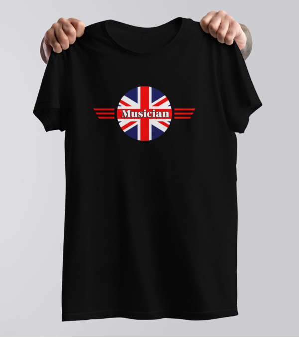 British Flag Musician Circle With Wings T-Shirt