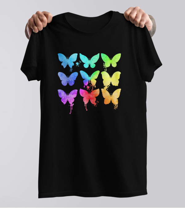Butterfly Watercolor Rainbow Women Girl Toddler Mom Love T-Shirt