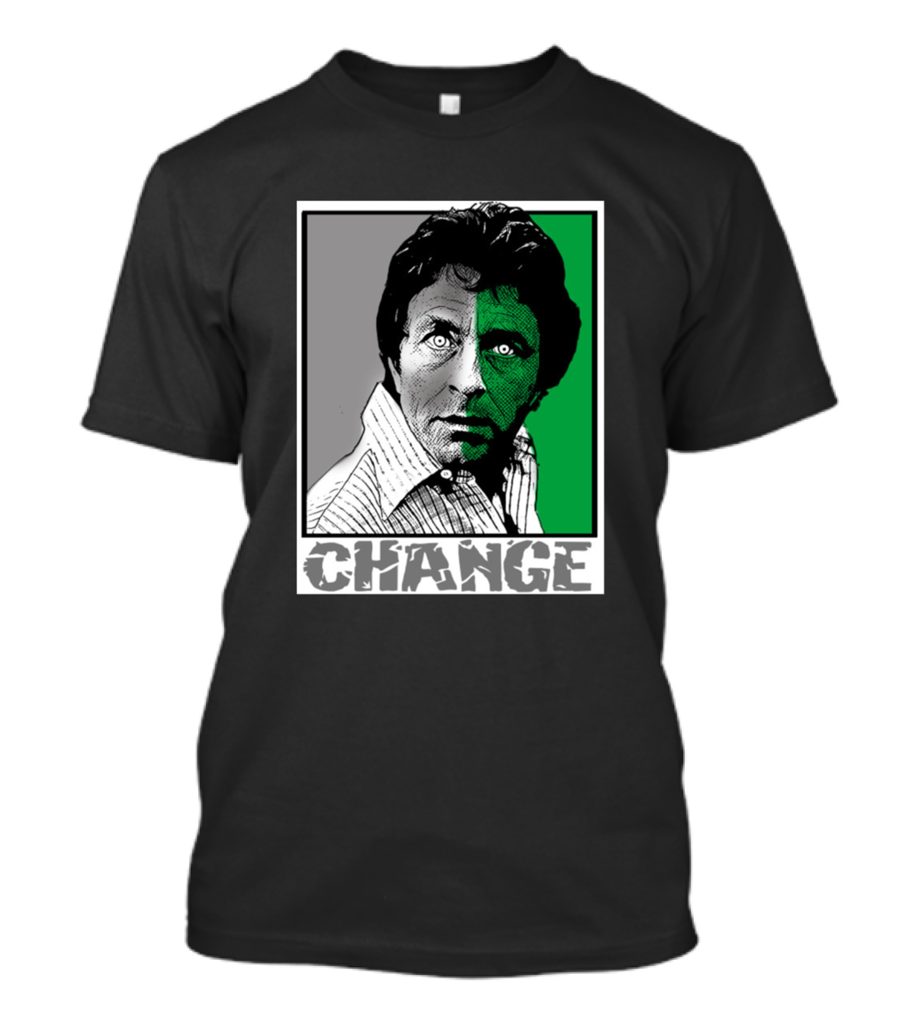 Change Two-Face Style Monochrome And Green T-Shirt