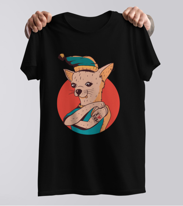 Chihuahua Elf Tattoo I Love Mom T-Shirt