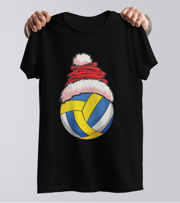 Christmas Volleyball Funny Sport Santa Hat T-Shirt