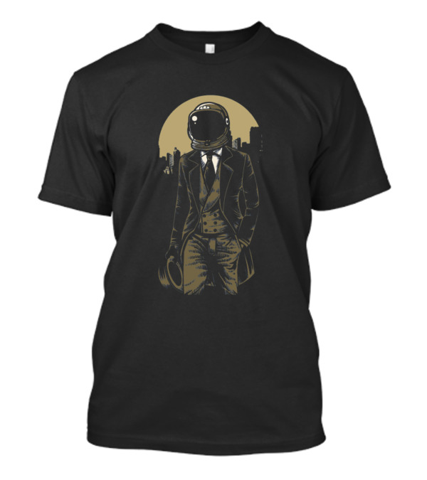 Classic Astronaut In Vintage Suit Amidst Cityscape T-Shirt