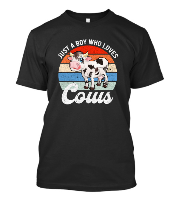 Just A Boy Who Loves Cows Retro Farming T-Shirt