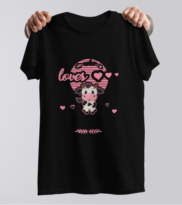 Just A Girl Who Loves Cows Cute Cow Hearts And Arrows T-Shirt