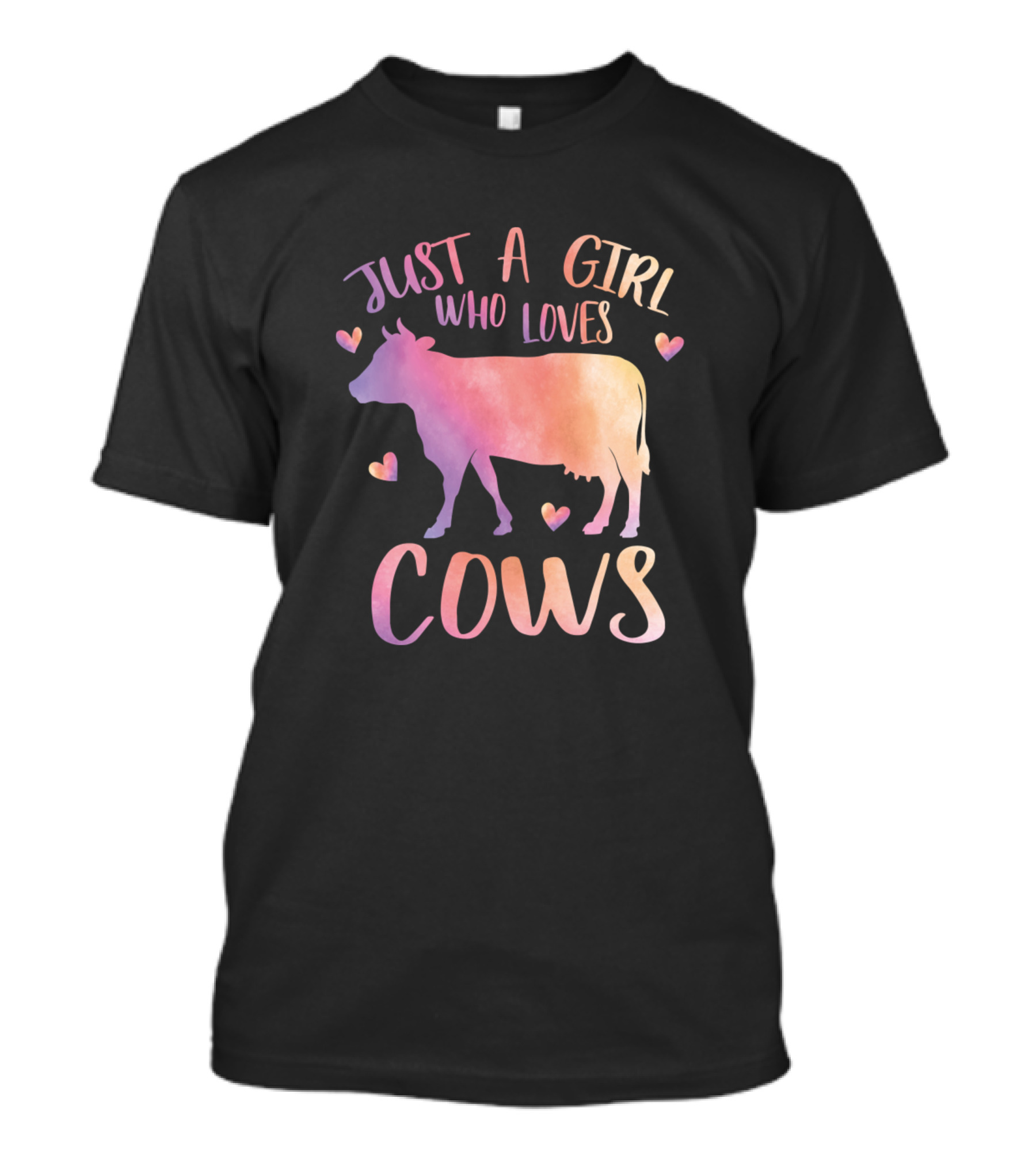 Just A Girl Who Loves Cows With Pink Hearts T-Shirt