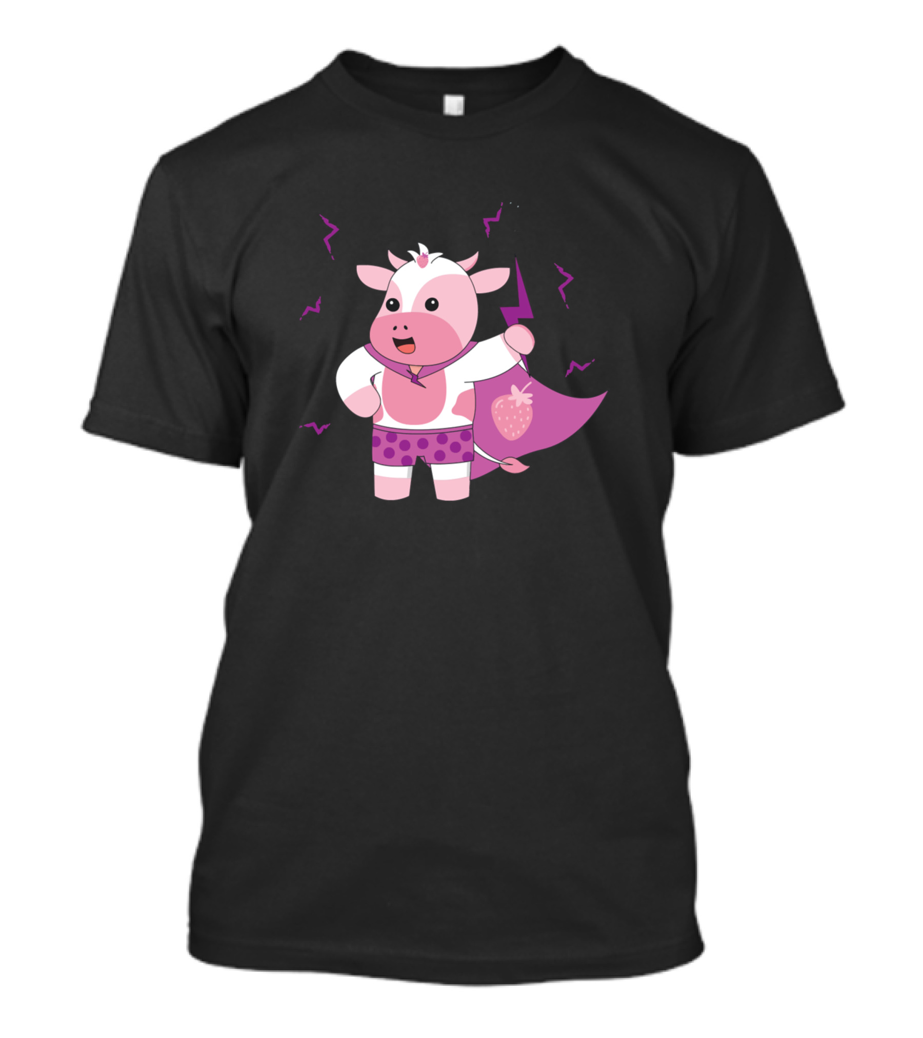 Cows Strawberry Cow Costume291 Farming Superhero Cape T-Shirt