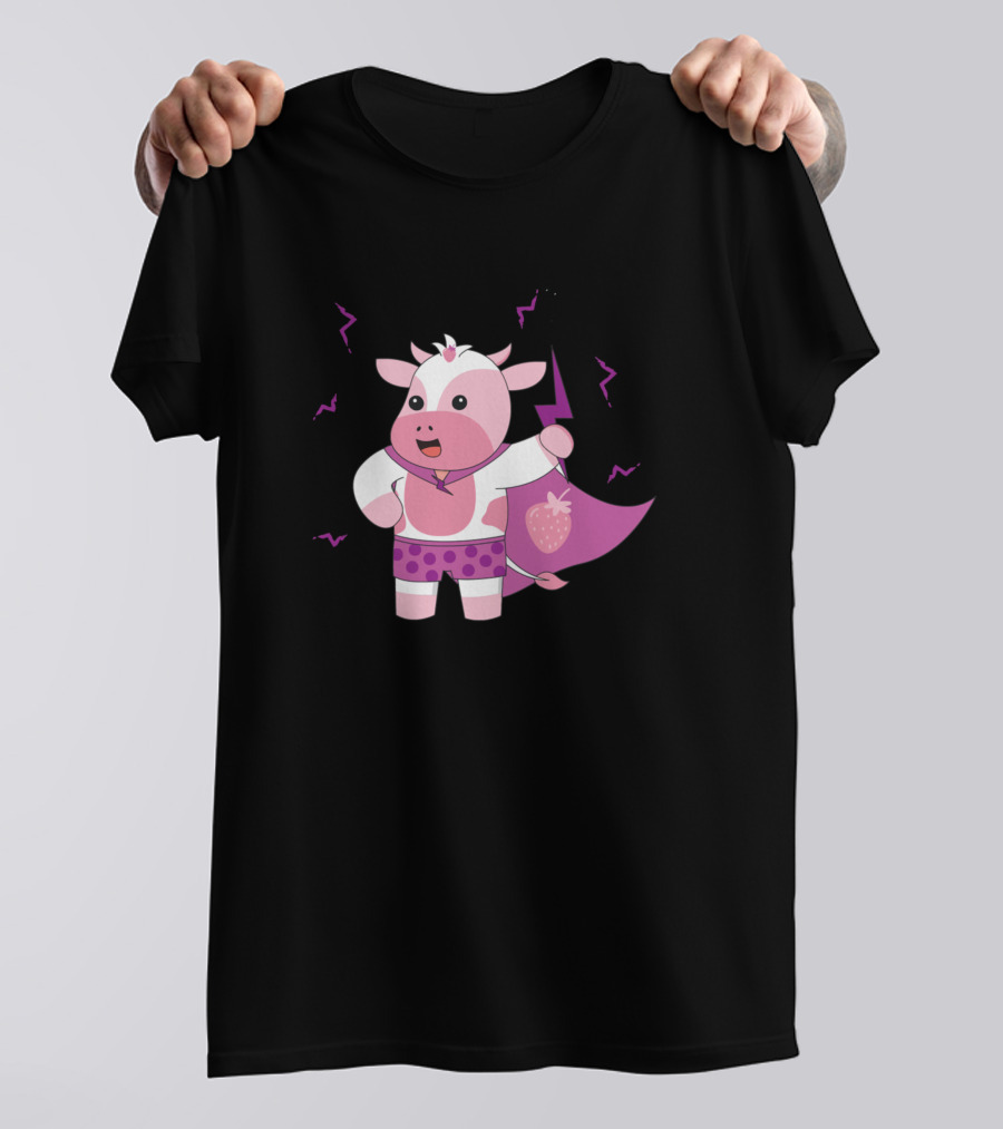 Cows Strawberry Cow Costume291 Farming Superhero Cape T-Shirt