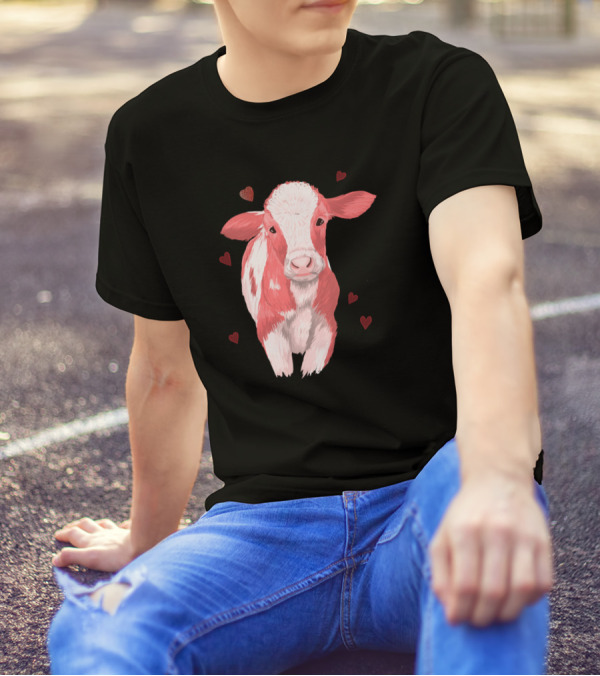 Cows Strawberry Milk Cow 189 Hearts Farming T-Shirt