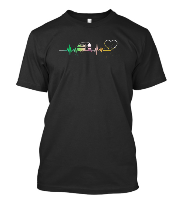 Cute Heartbeat Camper Camping Campfire Lovers Camp Heartbeat T-Shirt