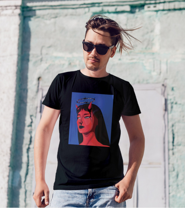 Devil In An Album Red Demon Woman With Barbed Halo T-Shirt