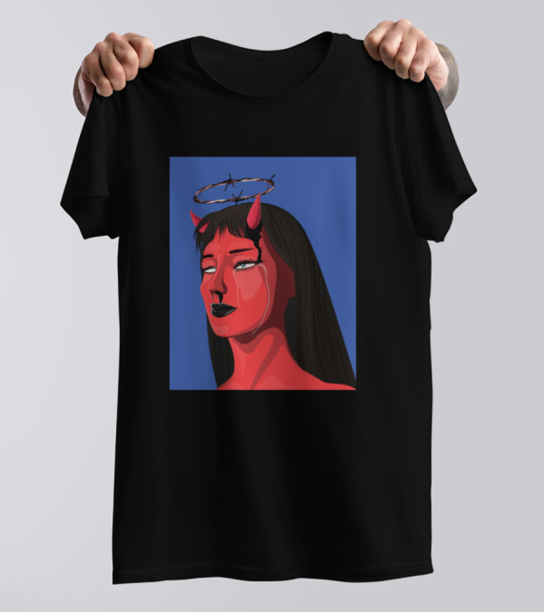 Devil In An Album Red Demon Woman With Barbed Halo T-Shirt