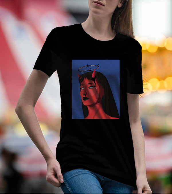 Devil In An Album Red Demon Woman With Barbed Halo T-Shirt