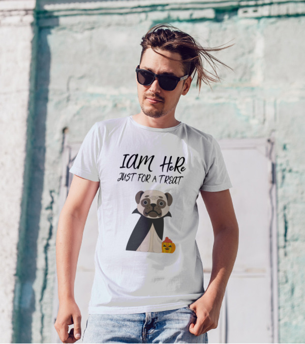 Cute Halloween Dog I Am Here Just For A Treat T-Shirt