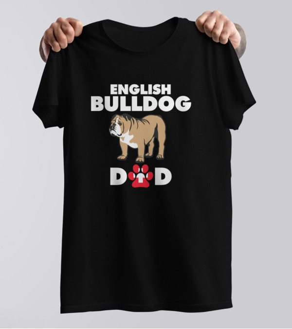 English Bulldog Dad Paw Prints T-Shirt