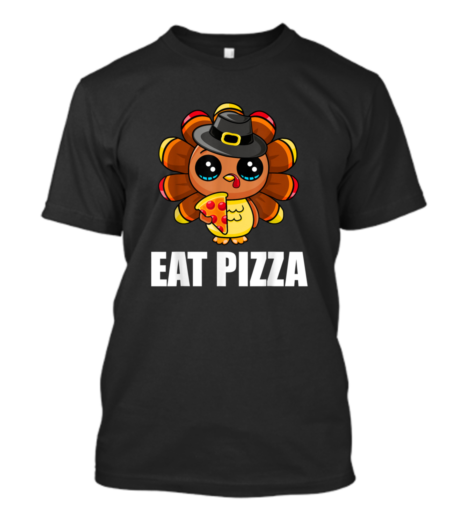 Eat Pizza Turkey Cute Pilgrim Thanksgiving Vegan T-Shirt