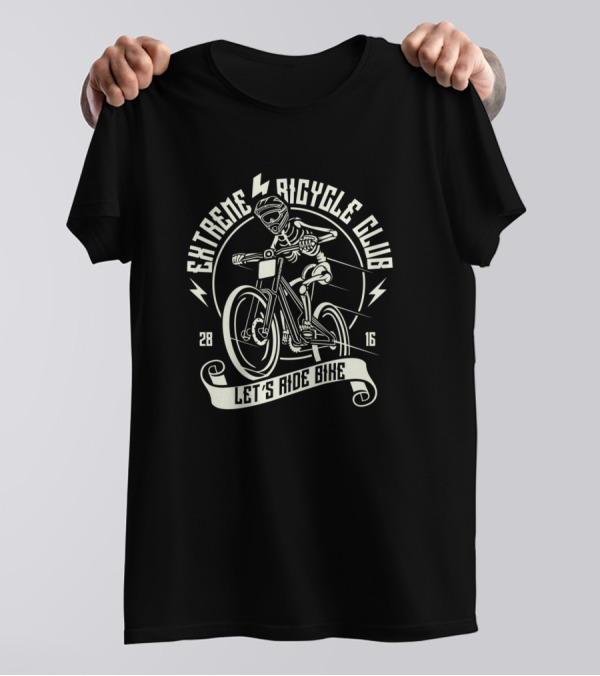 Extreme Bicycle Club Let's Ride Bike Skeleton 28 16 T-Shirt