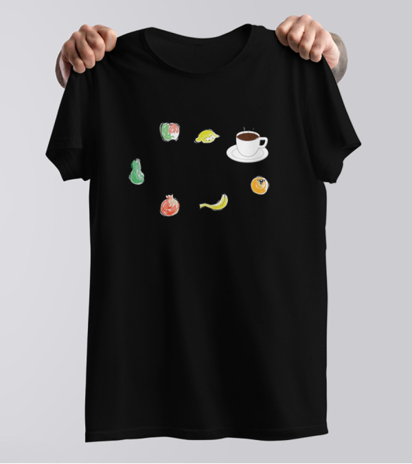 Fruits And Coffee Nature's Candy Apple Lemon Pear Coffee Cup Banana Orange T-Shirt