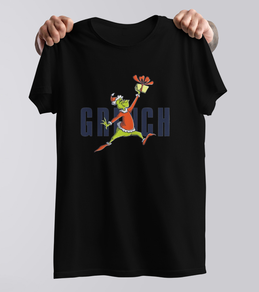 GRINCH Funny Christmas Santa Outfit With Gift T-Shirt