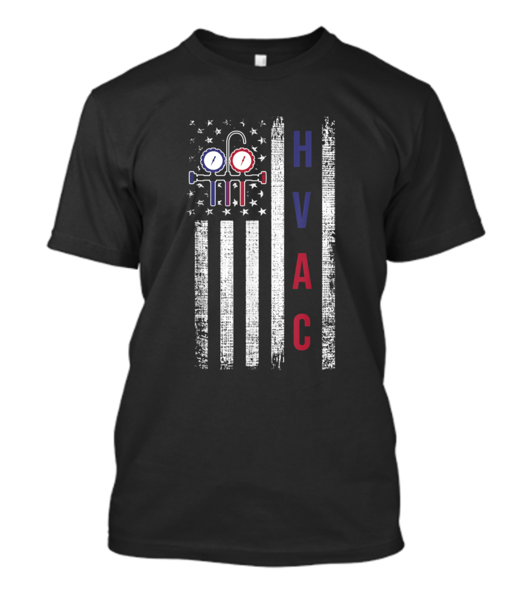 Hvac Technician Men American Flag Usa T-Shirt